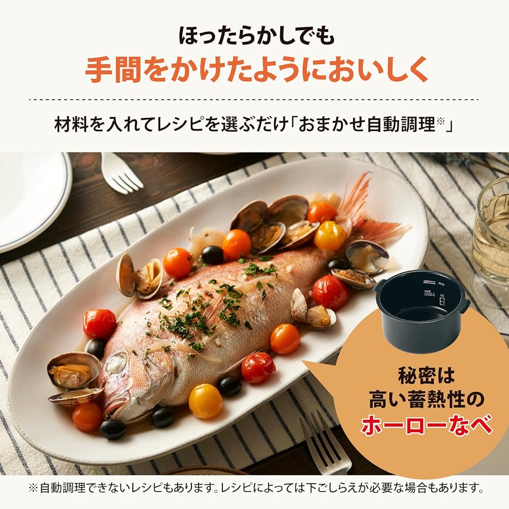 Zojirushi Automatic Cooking Pot STAN. Neglecting & Time Saving Pack Cooking Enamel Pot Easy to Clean Black EL-KA23-BA