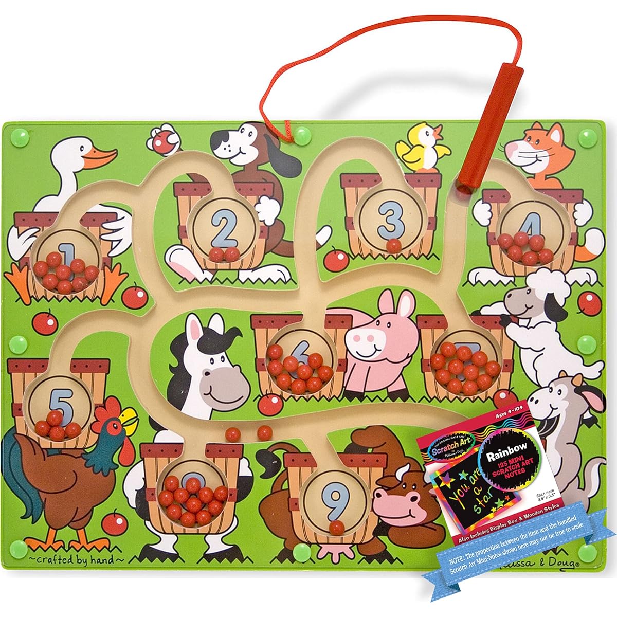Number Maze: Wooden Activity Board Bundle 1 Theme Compatible M&D Scratch Fun Mini Pad (02280)