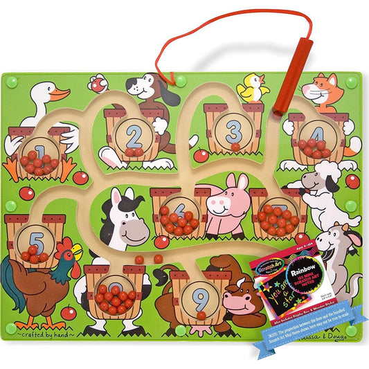 Number Maze: Wooden Activity Board Bundle 1 Theme Compatible M&D Scratch Fun Mini Pad (02280)