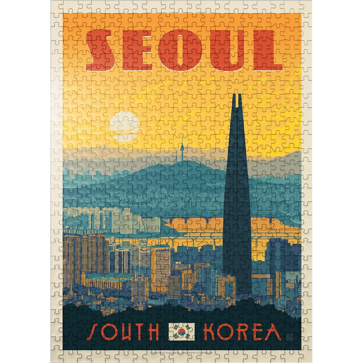 Korea: Seoul, Vintage Poster - Premium 500 Piece Jigsaw Puzzle for Adults
