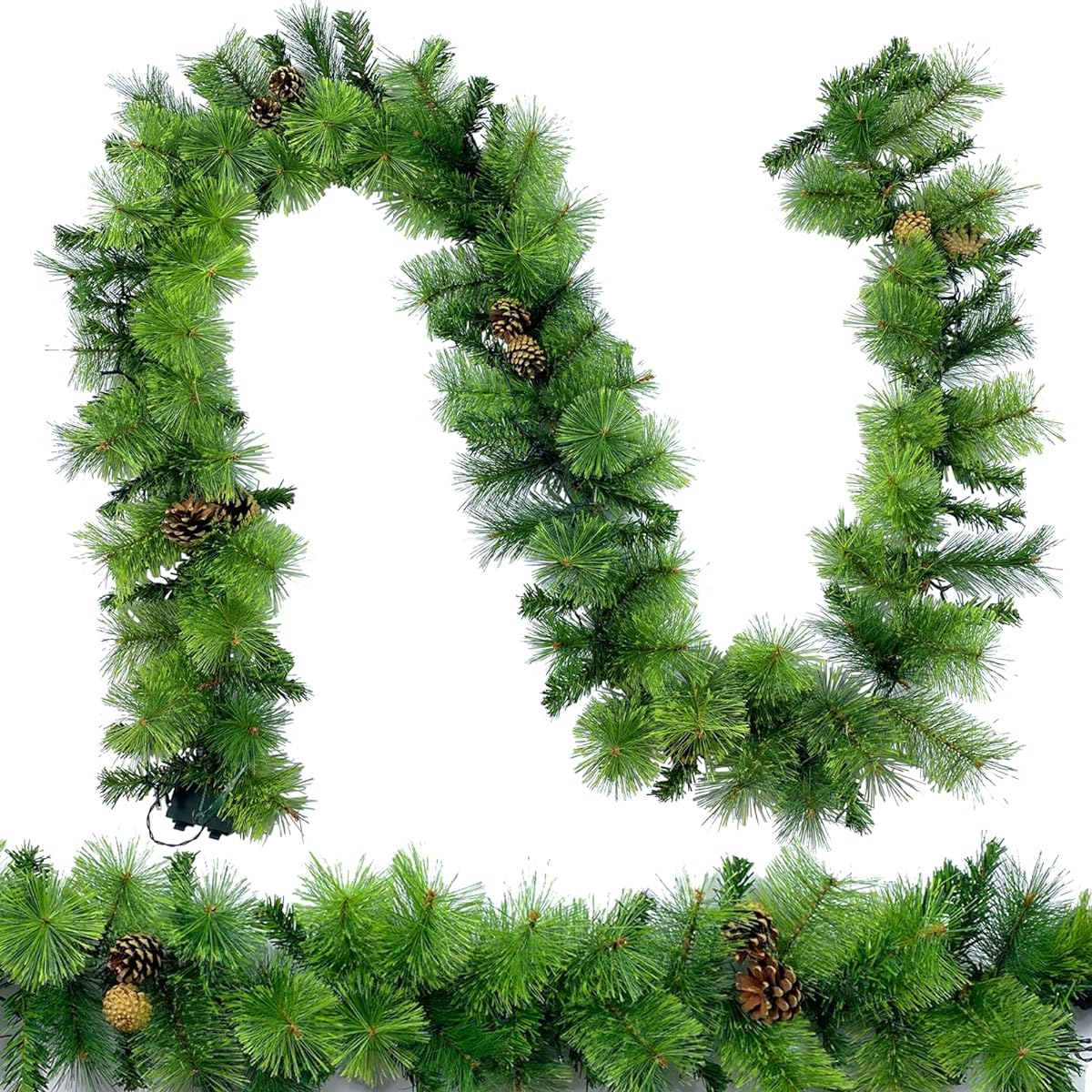 Ventray 9ft Christmas Garland with Pinecone and Snowflakes