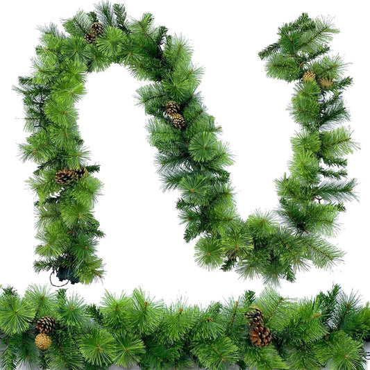 Ventray 9ft Christmas Garland with Pinecone and Snowflakes
