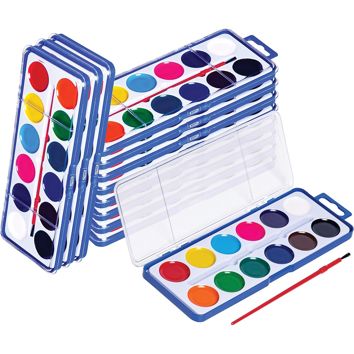 Watercolor Paint Set for Kids - Set of 12 - 12 Washable Paints - Perfect for Home, Classroom, Birthdays and Art Parties - Paint Brush Included