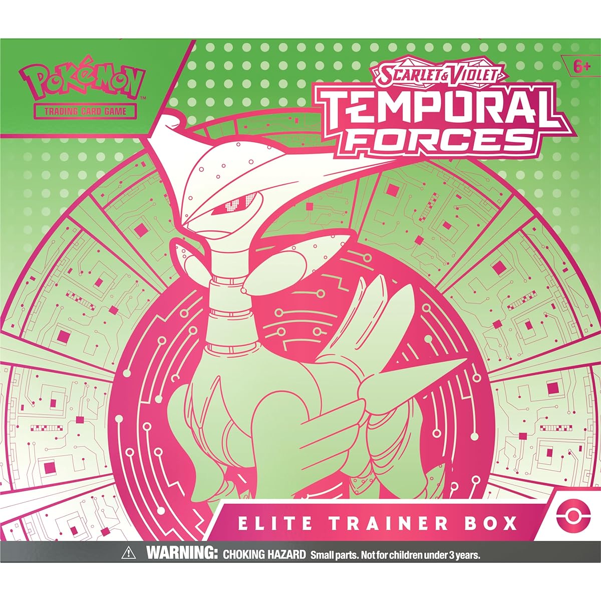 Pokemon TCG: Scarlet & Violet—Temporal Force Elite Trainer Box – Iron Leaf (1 Full Art Iron Spike Promo Card, 9 Boosters & Premium Accessories)