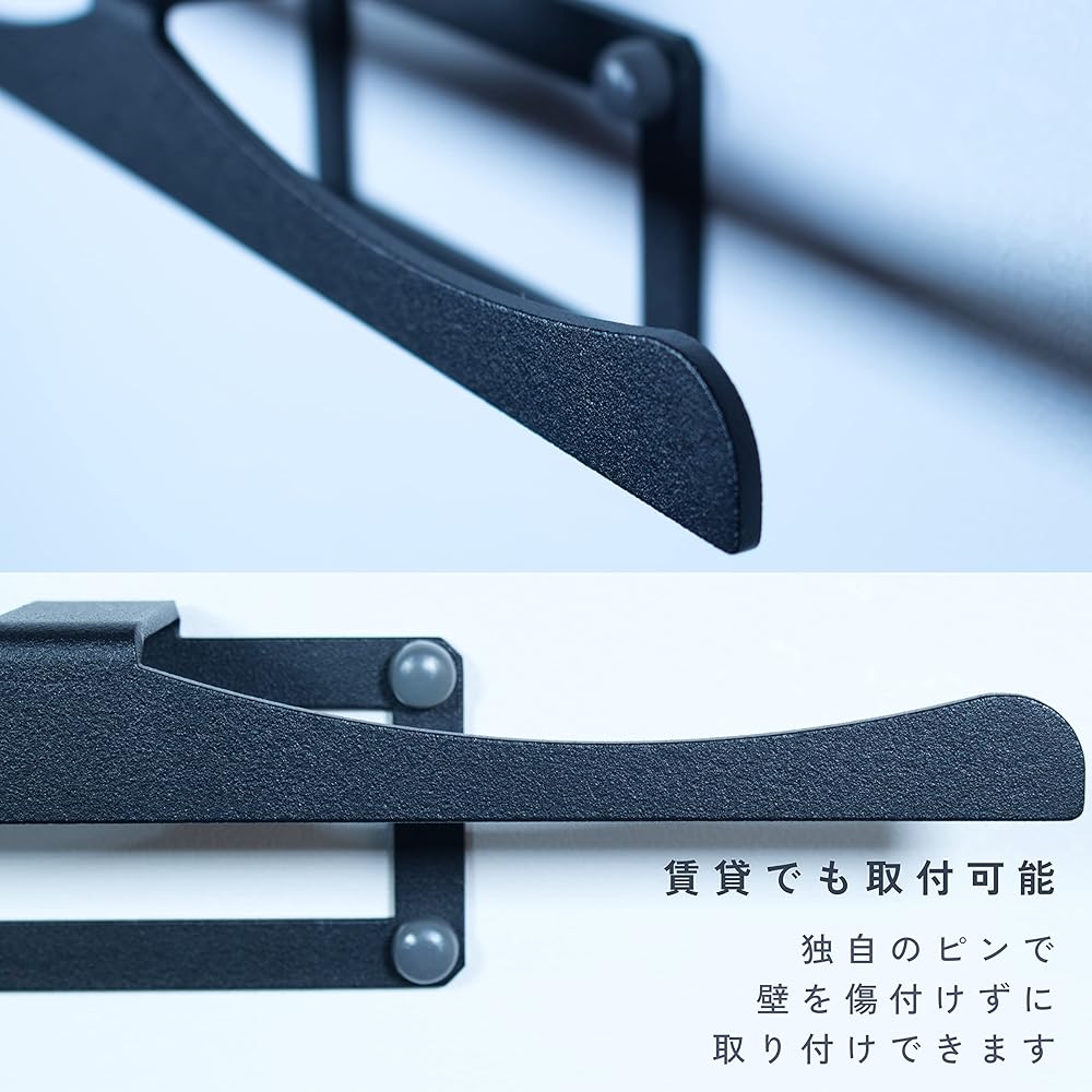 MagoroLabo Backpack Hanger [Like a Cafe Space] Made in Japan Bag Hanging Storage Wall Hanging Won't Damage Wall Furniture that Can Be Attached to the Wall Shelf Gypsum Board Rental Steel Black TETUTO ML-045