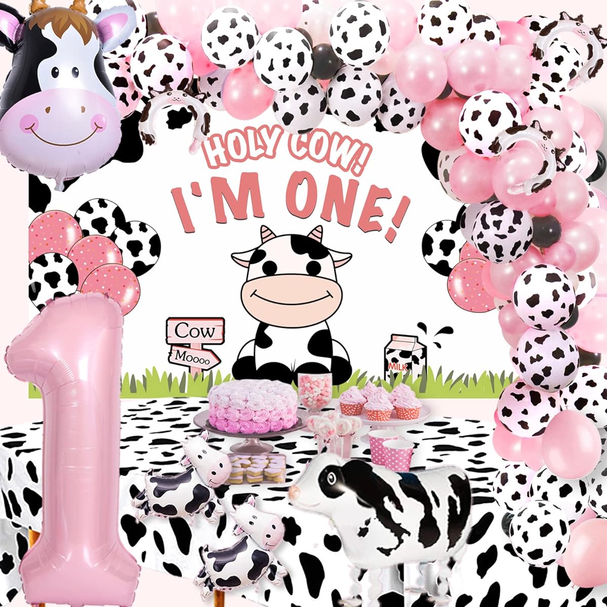 Roetyce 1st Birthday Decoration Holy Cow I'M One