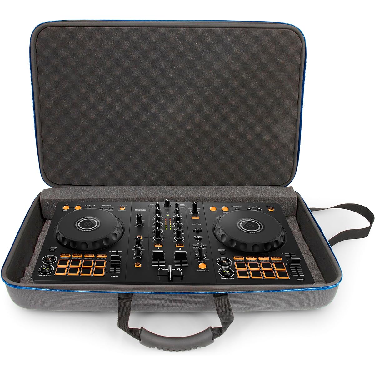 CASEMATIX Hard Case Pioneer DJ Controller DDJ FLX4 2 Deck Compatible with Rekordbox 400 Padded Protection with Shoulder Strap for DJ Controller and Mixer Accessories Case Only