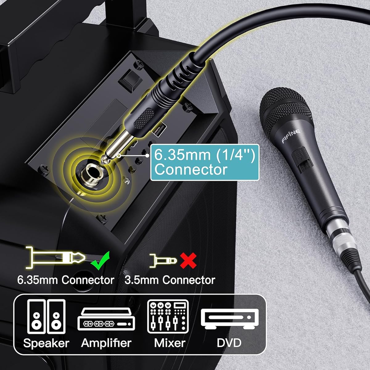 Karaoke Microphone Fifine Dynamic Vocal Microphone for Speakers Wired Handheld Mic with On/Off Switch and 14.4ft Detachable Cable (K6)
