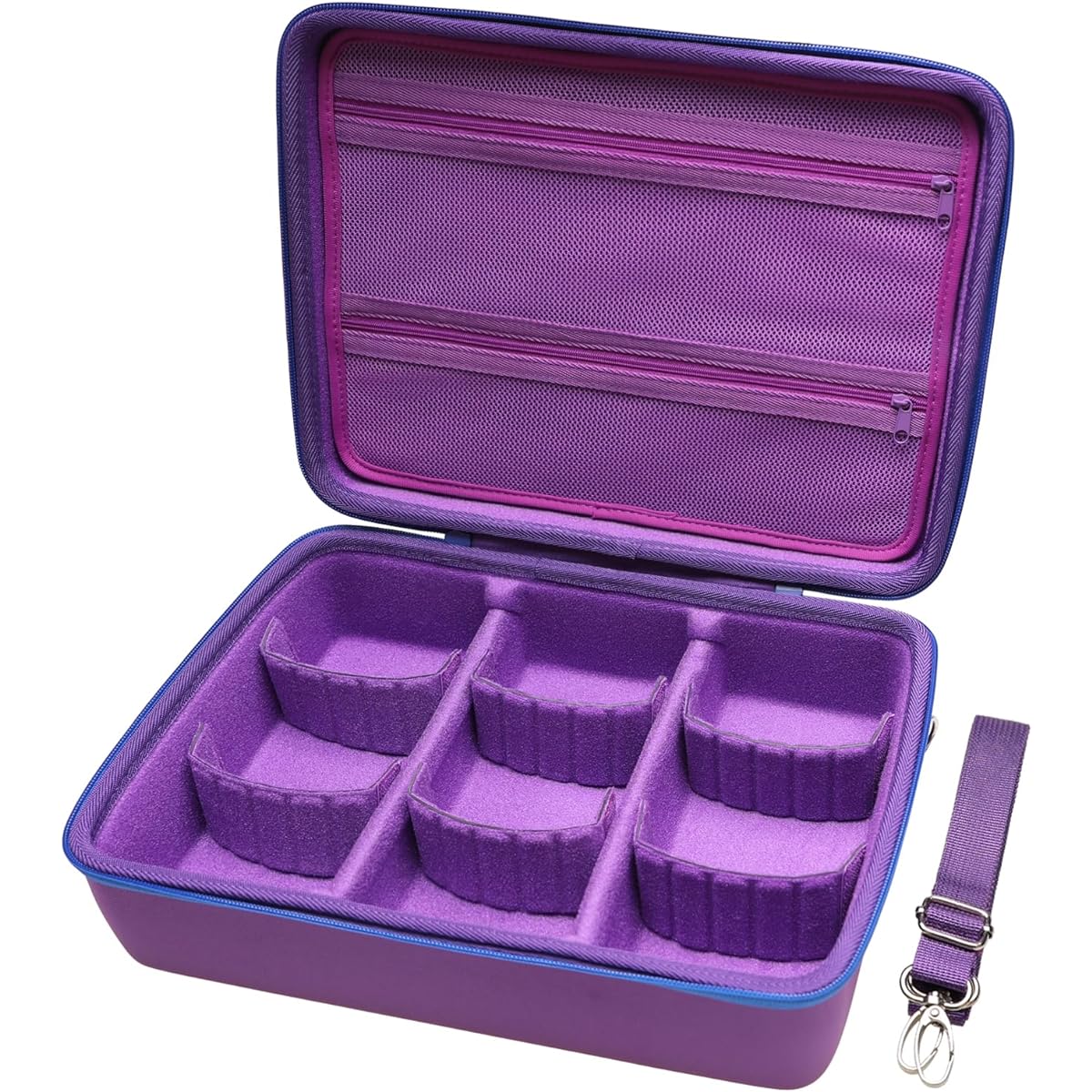 LTGEM Game Card Travel Case with Shoulder Strap and 6 Velcro Partitions, Fits Taco Cat Goat Cheese Pizza/SKYJO/UNO/Playing Cards Against Humanity and Other Game Cards, This Card Box Can Hold Over 2500 Game Cards (Purple)