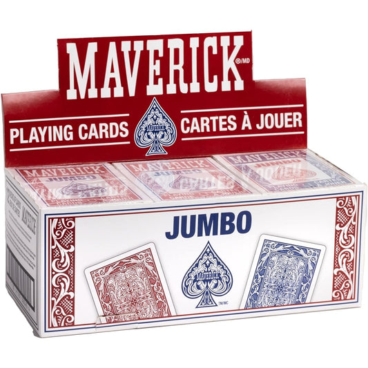 Maverick Playing Cards Jumbo Index Poker Cards Bulk Playing Cards 12 Pack Red & Blue