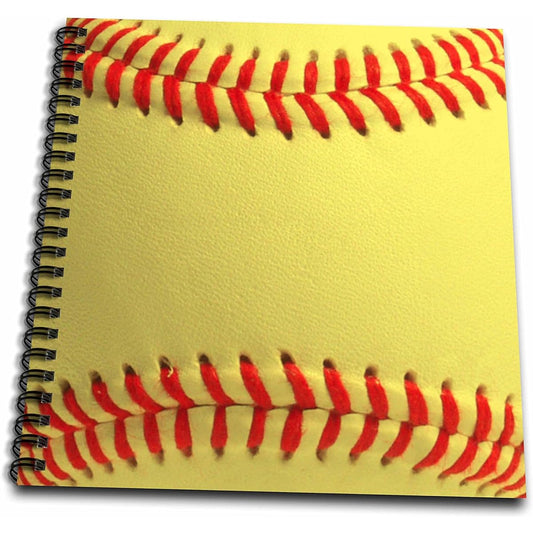3dRose db_120271_2 Softball Close-Up Photo Print Yellow and Red Softball Memory Book for Sporty Sports Fan Team Player, 30.48 x 30.48 cm