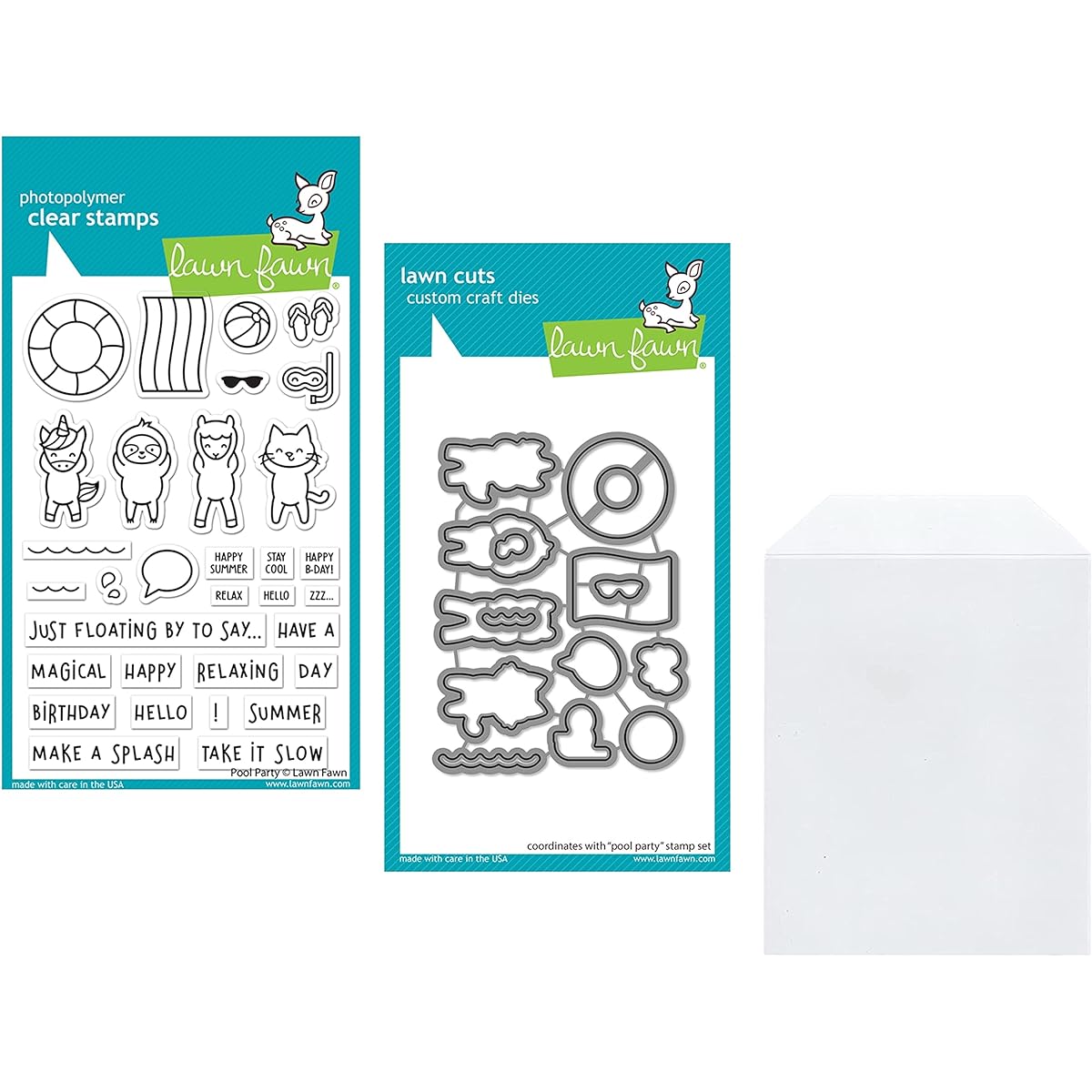 Lawn Fawn 4" x 6" Pool Party Clear Stamp Set and Coordinating Dies (LF2854 2855) 1 Stamp/Die Storage Pocket 3 Piece Set