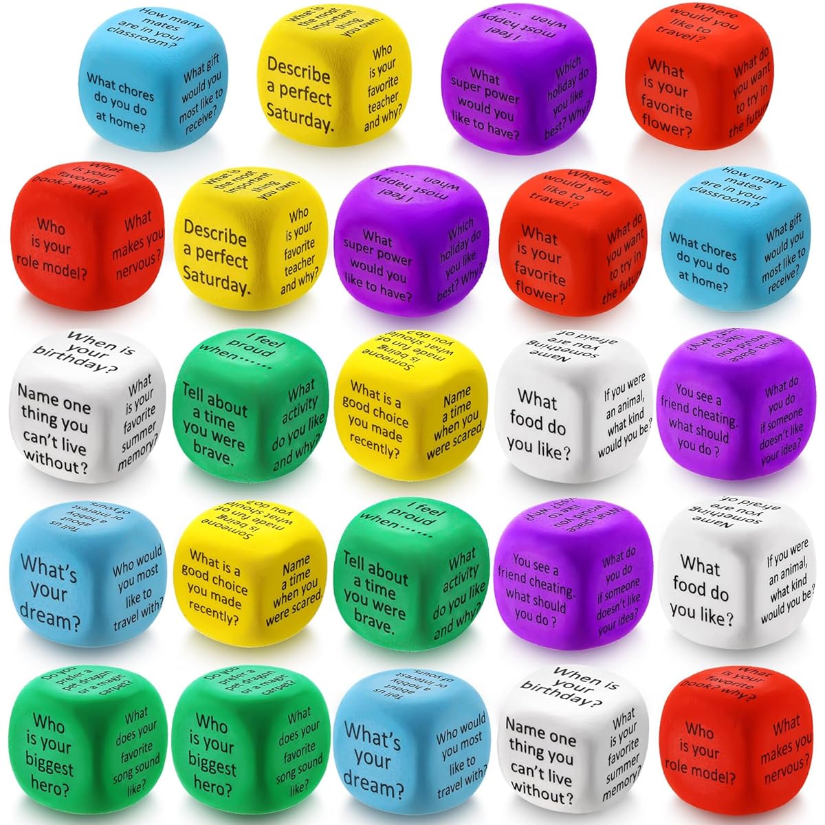 Libima Conversation Cubes Social Emotional Learning Activity Dice Cubes Games for Kids Teachers Classroom School Counselors Speech Therapy Toys 24pcs
