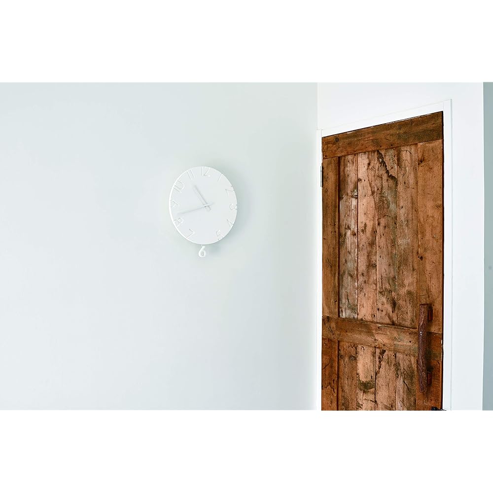 Lemnos Wall Clock Carved Swing Analog Pendulum White CARVED SWING NTL15-11 Lemnos W30.5×H35.5×D5.8cm