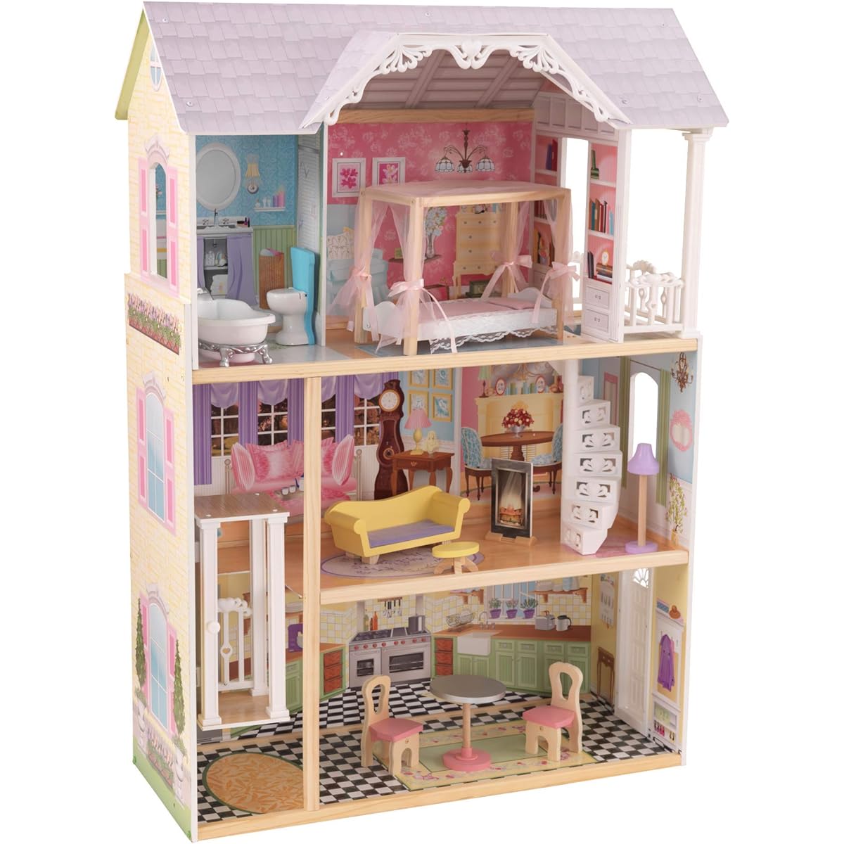 KidKraft Kaylee Wooden Dollhouse - Approximately 4 Feet Tall - Includes Elevator, Stairs and 10 Accessories - Ages 3+
