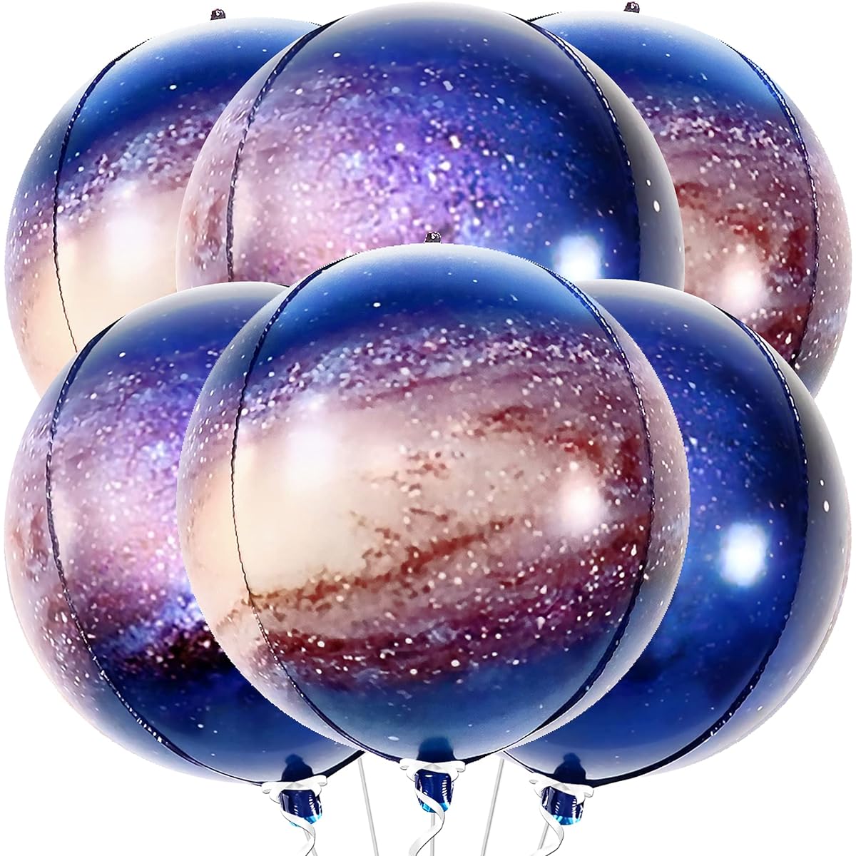 Large 22" Galaxy Foil Balloons - Pack of 6 Solar System Balloons | 360 Degree 4D Round Sphere Space Balloons Planets Space Themed Party Supplies | Galaxy Balloons for Galaxy Party Supplies