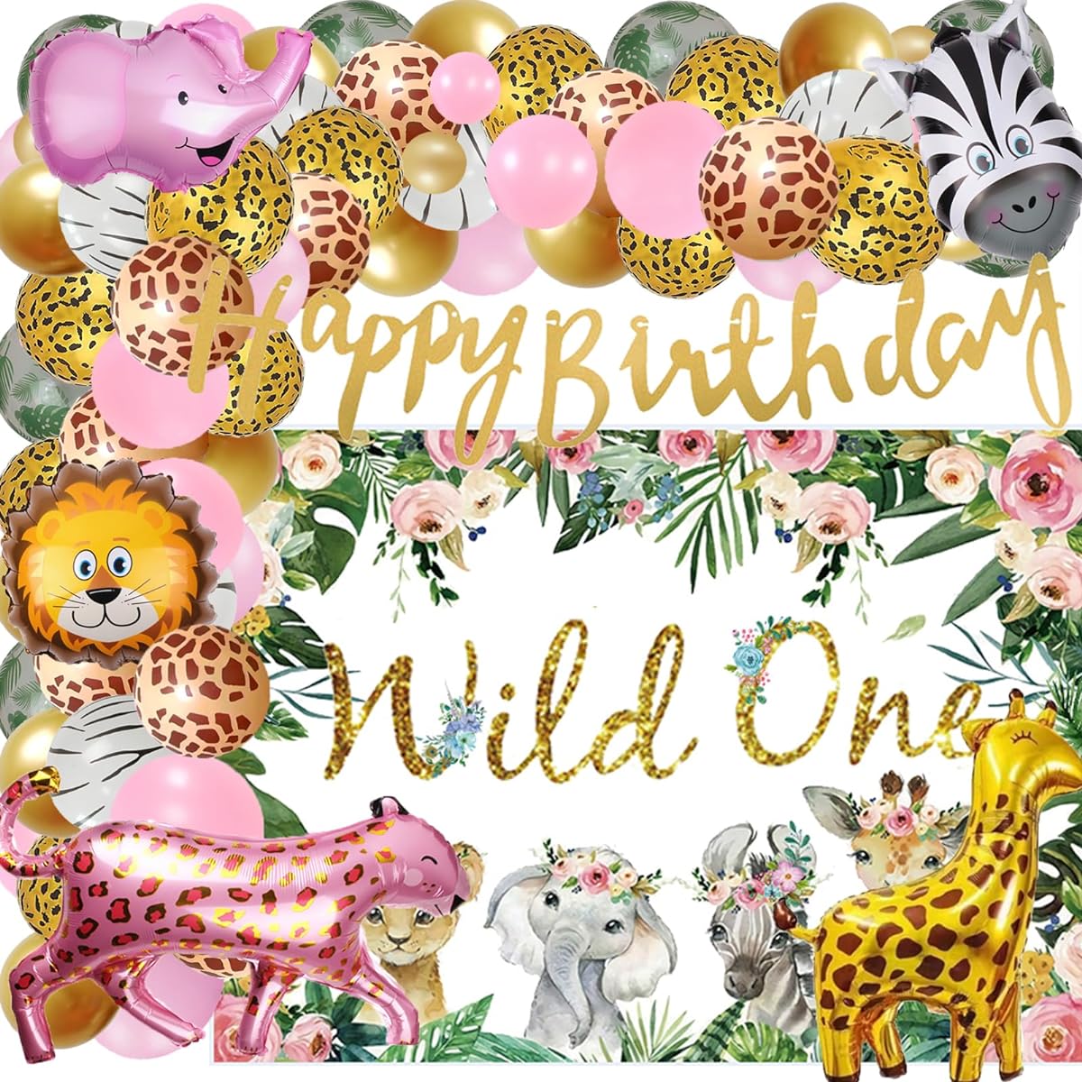 First Wild Birthday Decorations Girl Safari Jungle Theme Secundo Girl Birthday Party Supplies Set First Wild Backdrop Banner Balloon Arch Wild Two Party Supplies Kit for First Birthday Safari Jungle Birthday Girl