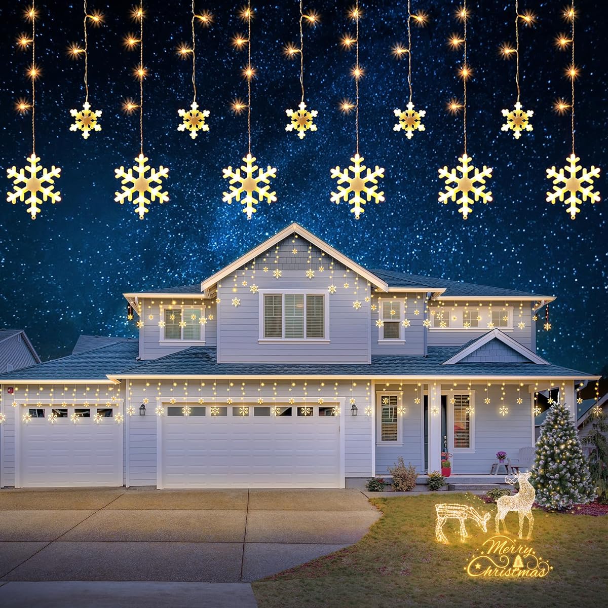 JOFIOS 301- Snowflake String Lights (11.48ft, Warm White)