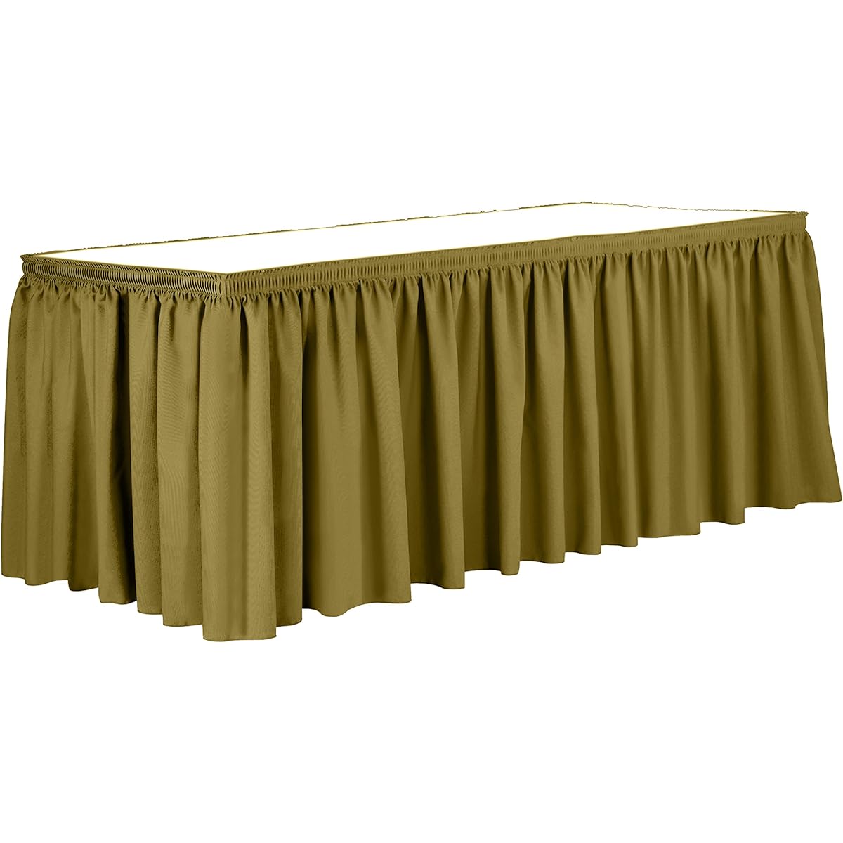 Ultimate Textile 14' Shirred Pleated Polyester Table Skirt - 36" Counter Serving Height, Acid Green