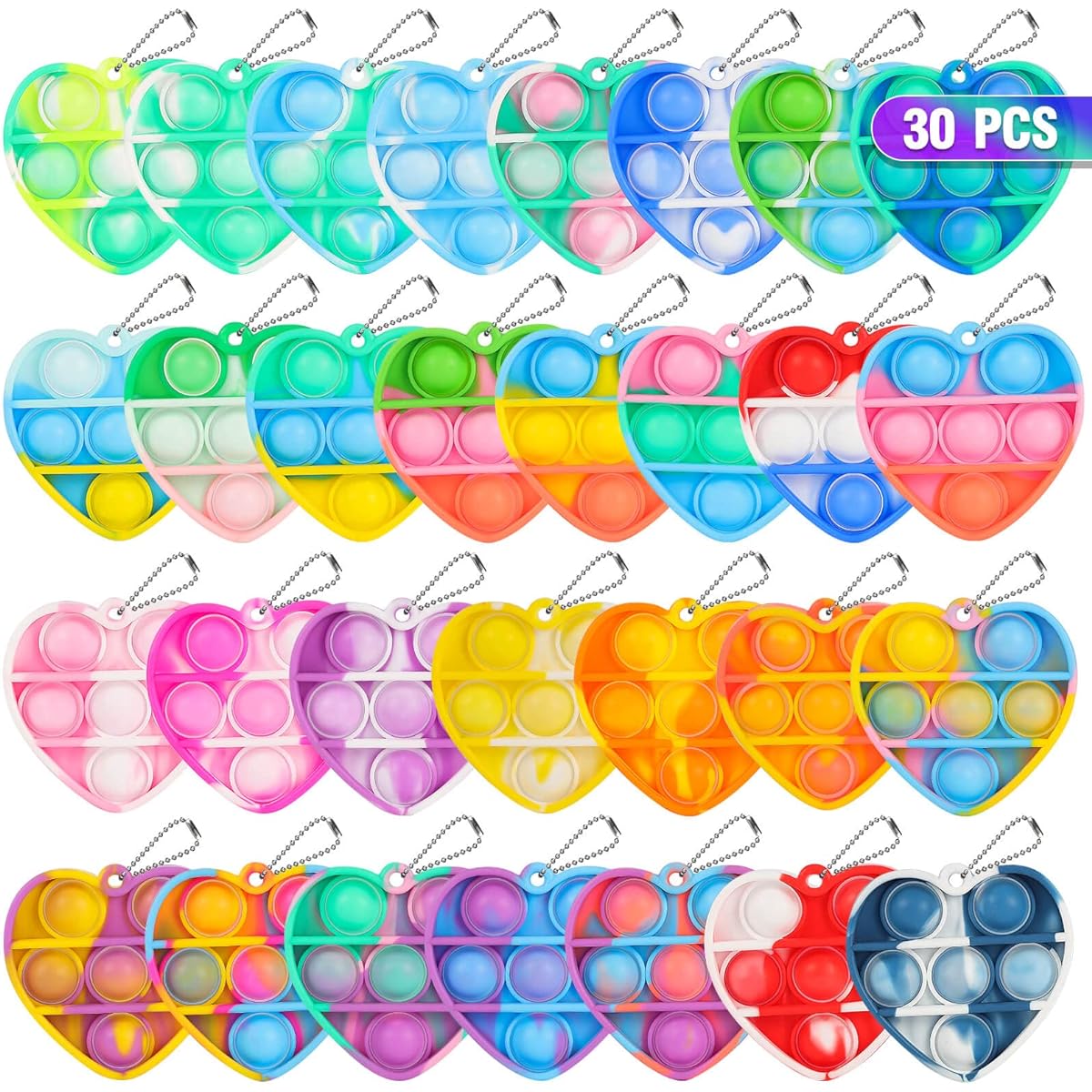 Pop Fidget Toys Its Party Favors for Kids 4-8 8-12, 30 PCS Mini Pop Keychain It Fidget Toy Pack Fidgets for Kids Sensory Toys Bulk Classroom Prizes for Kids Party Favors Birthday Goodie Bag Stuffers