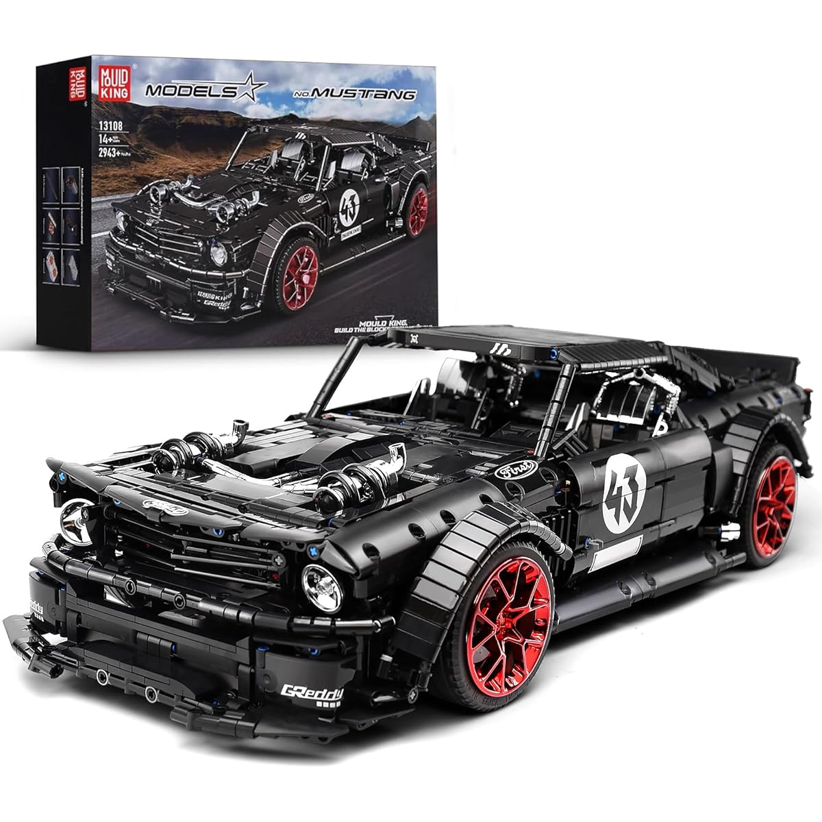 Mould King 13108N Mustang Car Building Kit MOC Building Blocks Set for Ages 8+, Gifts for Adult Collection Enthusiasts (2943 Pieces, Static Version)