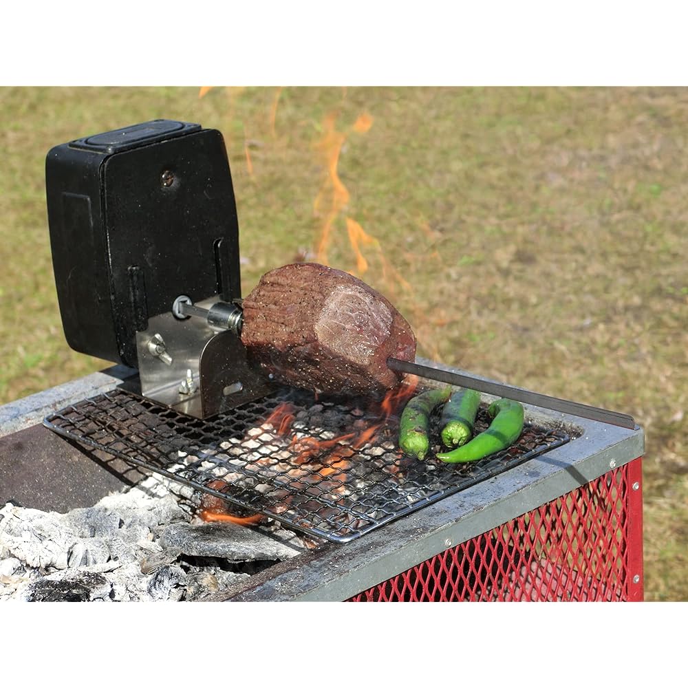 Attach it to the grill! “Kurukuru BBQ” Whole grill kit | Just place it on your stove or grill! Churrasco & Rotisserie