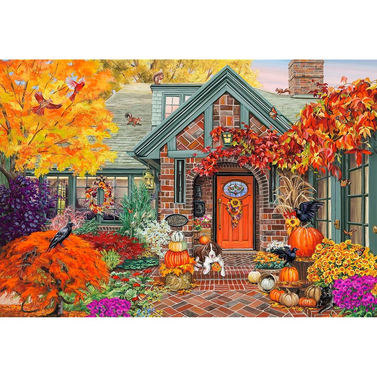 Vermont Christmas Company Cozy Fall Jigsaw Puzzle 100 Pieces Large Pieces Great for Kids and Seniors