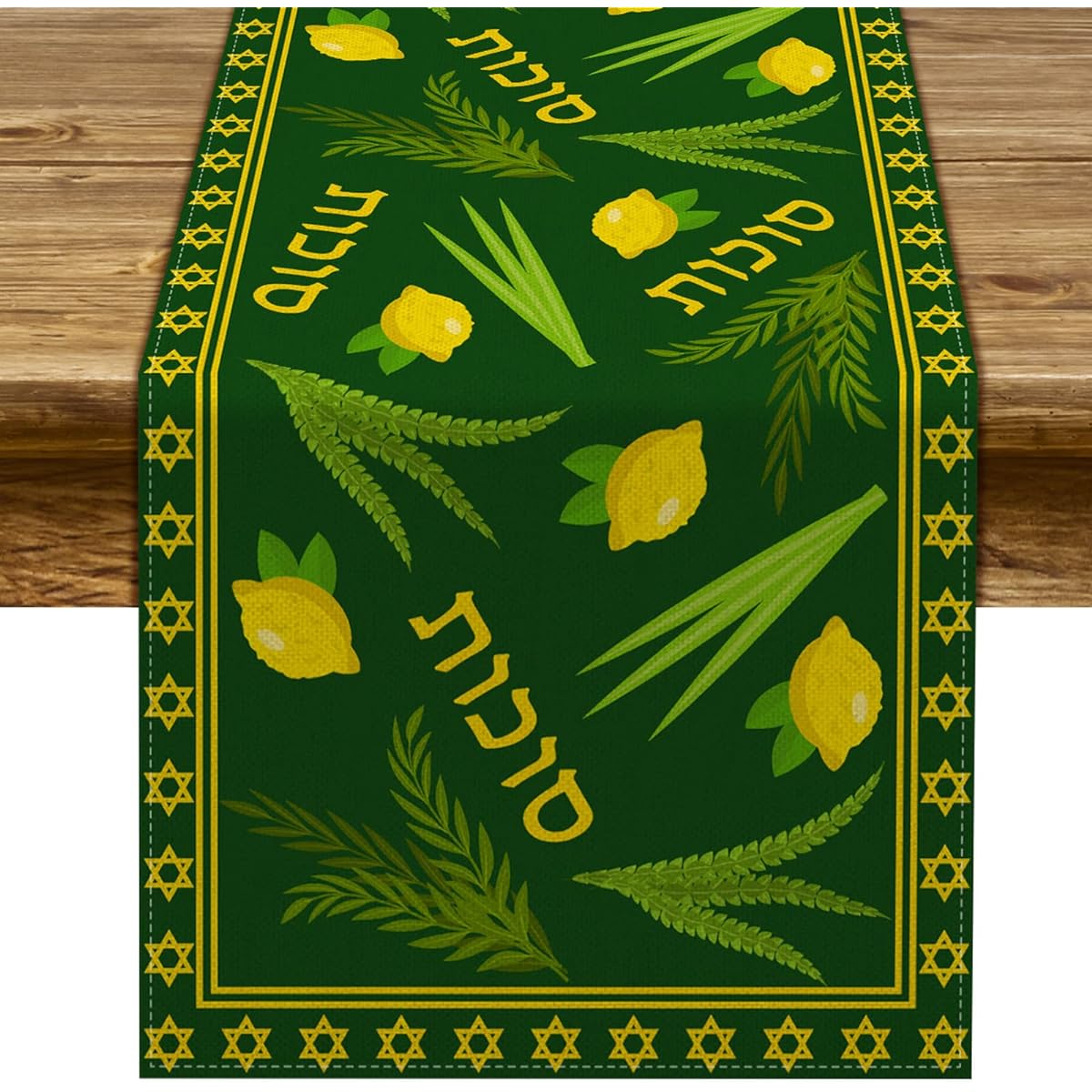 Pudodo Sukkot Table Runner Sukkah Etrog Lulav for Jewish Feasts Celebration Holiday Party Kitchen Dining Room Home Decoration