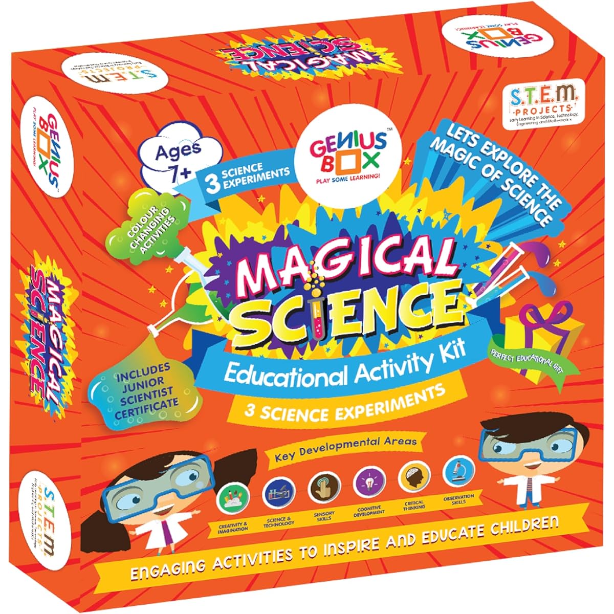 Genius Box - Play some Learning 3 in 1 Activity S.T.E.M Learning Kit Ages 7+: Magical Science Activity Kit