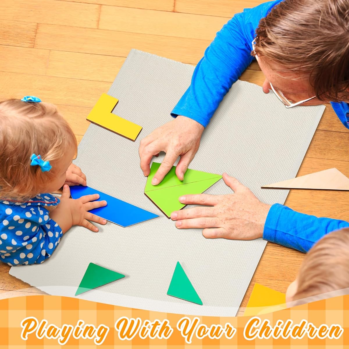 VitalCozy Montessori Material Kids Play Mat Cotton Working Rug Beige Toddler Rug 23.6 x 15.8 Inch 3 Pieces