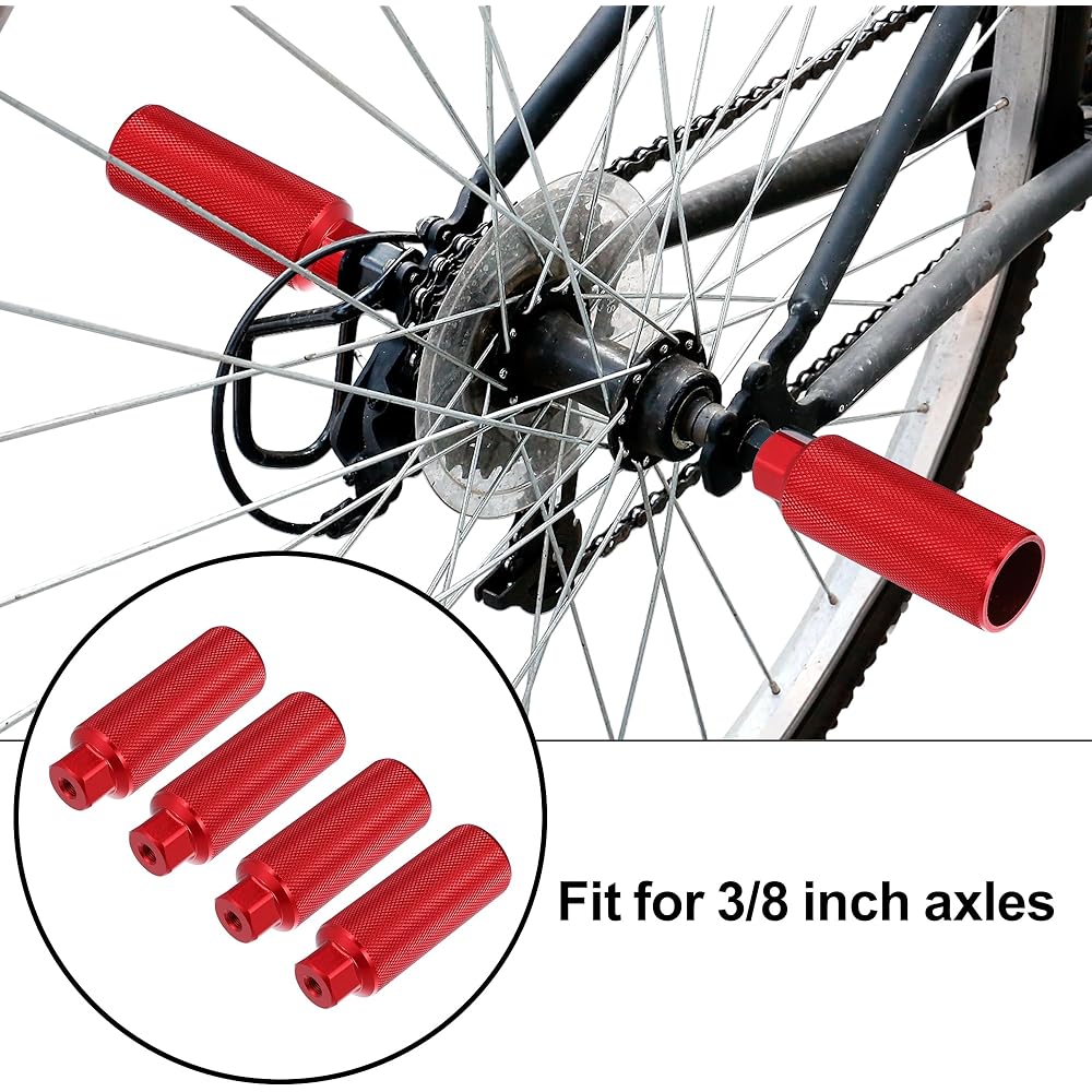 X AUTOHAUX Axle Rear Foot Pegs Foot Rest Aluminum Alloy for BMX MTB Bike Bicycle Fits Axle 9.5mm 110x38mm 2 Pairs