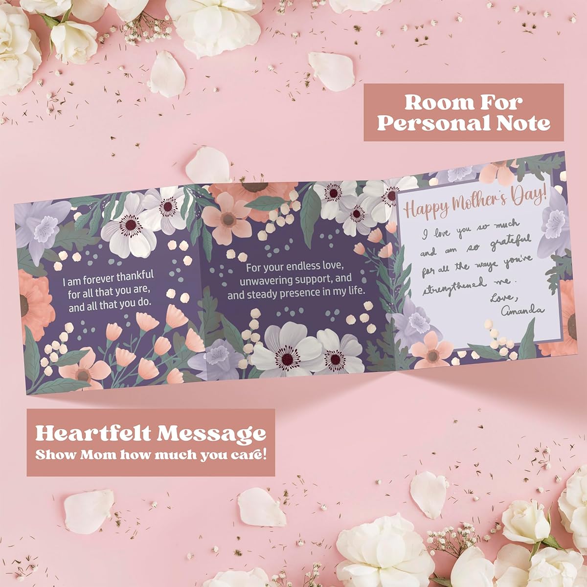Mother's Day Card from Daughter or Son to Mother - Heartfelt Message - Unique Design with Room for Personal Notes