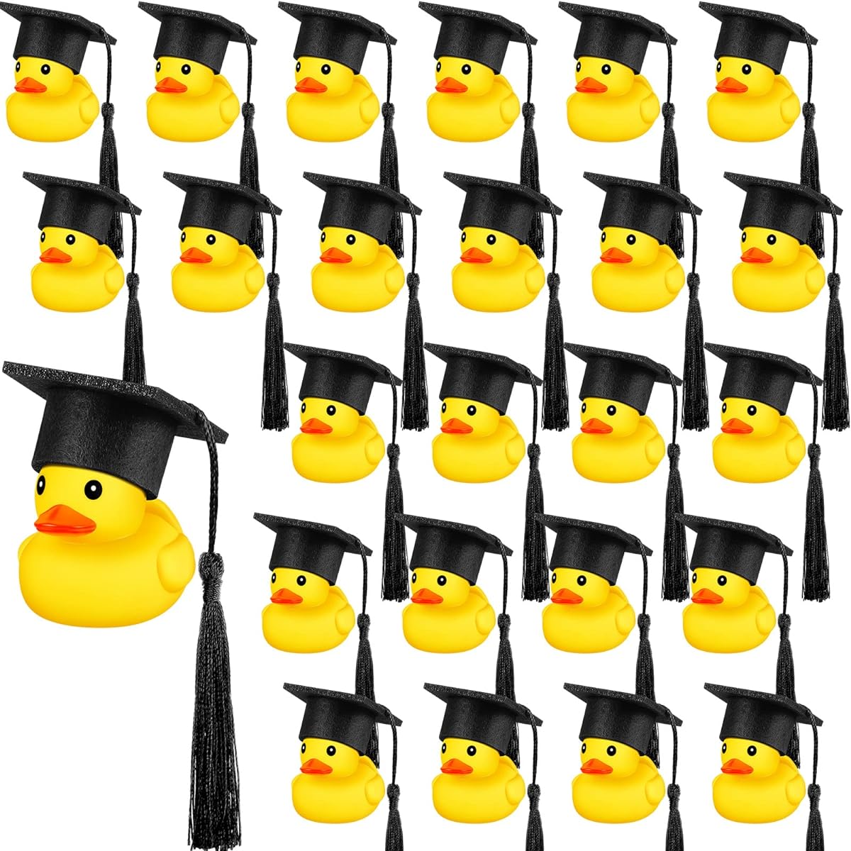 24pcs Graduation Rubber Ducks with Black Graduation Caps Mini Rubber Ducks Bulk Rubber Graduation Party Graduation Gifts Party Favors Decorations
