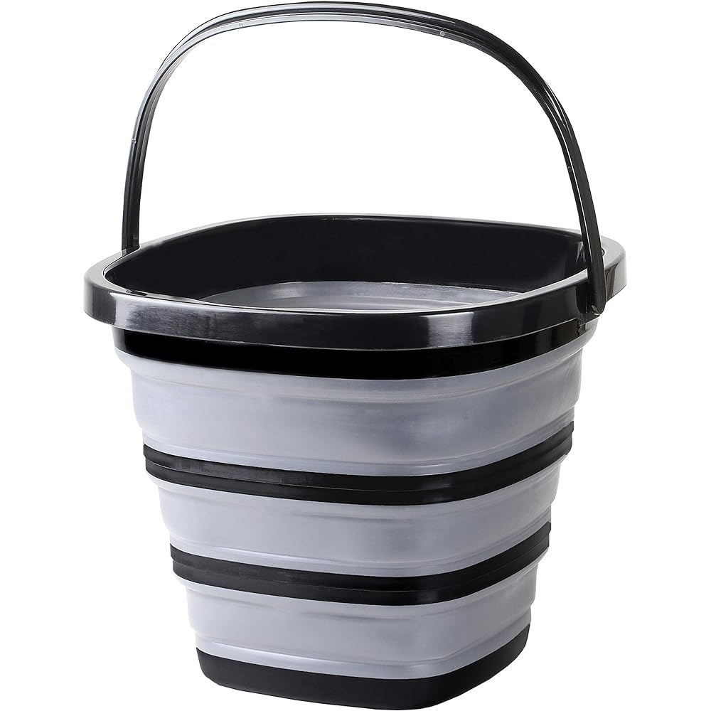 Pearl Metal Folding Bucket 10L Square Compact Storage Black Width 30.5 x Depth 31 x Height 24cm Car Wash Outdoor Camping AZ-5501 & [BLKP] Made in Japan Light Antibacterial Cutting Board M Limited Black with Guard BLKP Black AZ-5048 [Set Purchase]