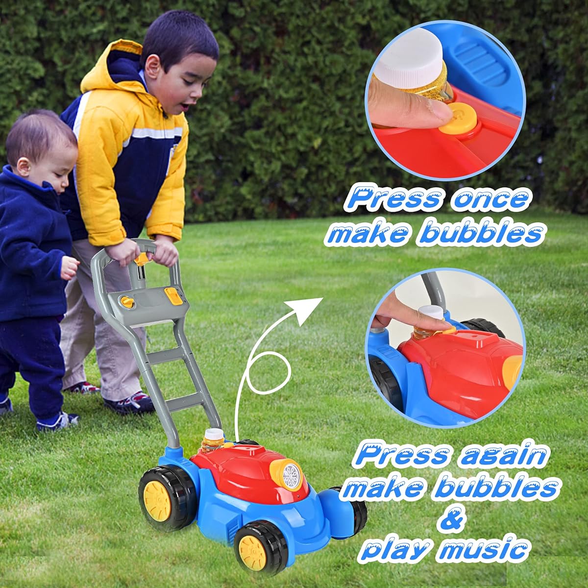 Upgraded Bubble Lawn Mower Toddler Toys, Kids Bubble Toys for Boys Girls 1 Year Old 2 Year Old 3 Year Old 4 Year Old 5 Year Old 6 Year Old Toddler Birthday Outdoor Party Favors Easter Gift