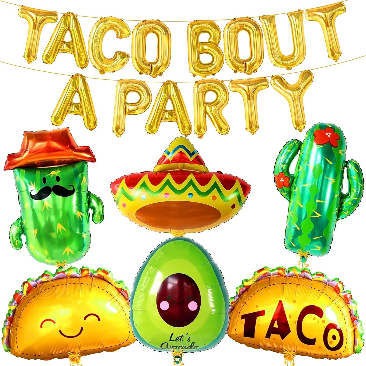 Taco Bout a Party Mix Foil Balloons