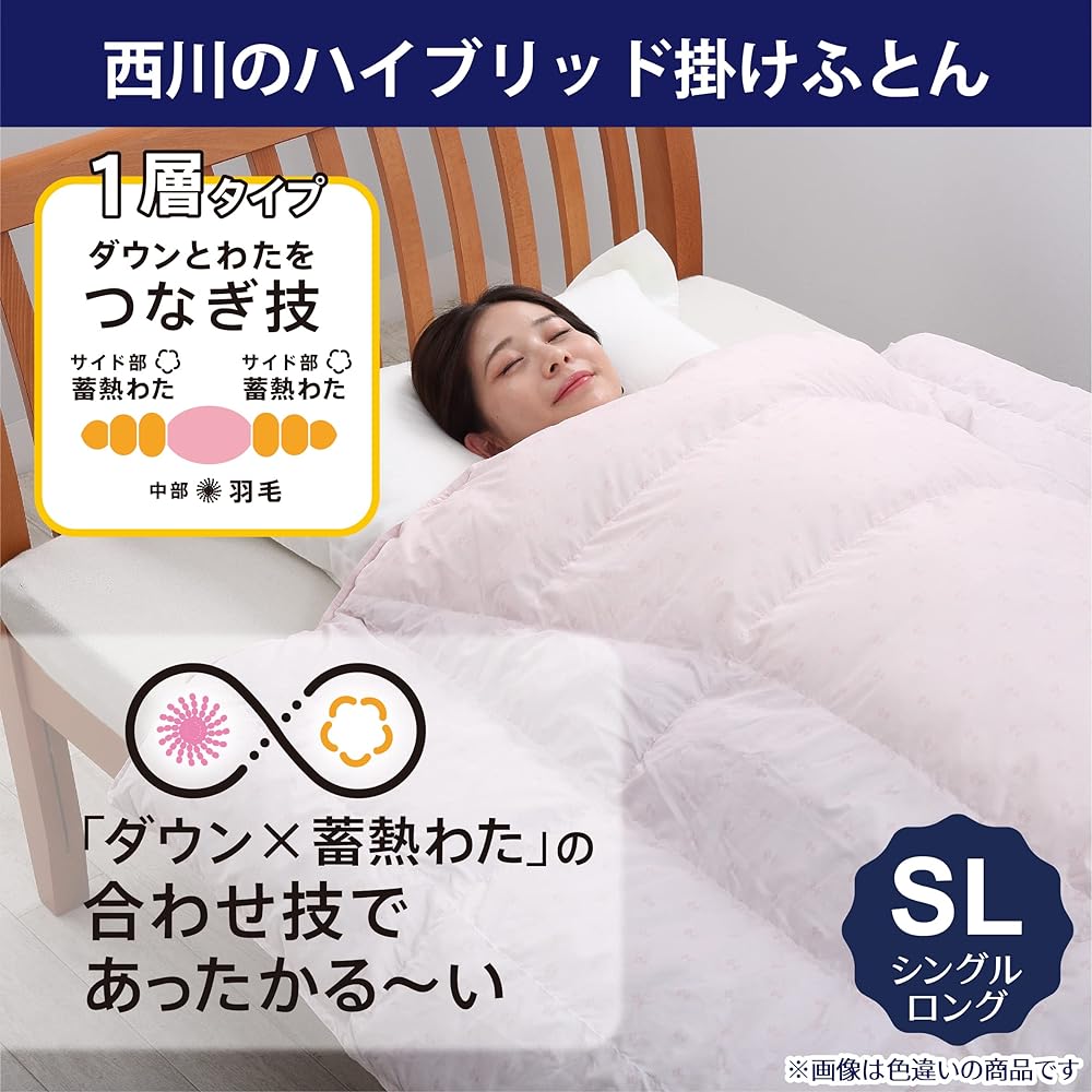 nishikawa [Nishikawa] Comforter, Single Down, Heat Storage Cotton, Double Warm, Fits the Body, Gray AB02989450