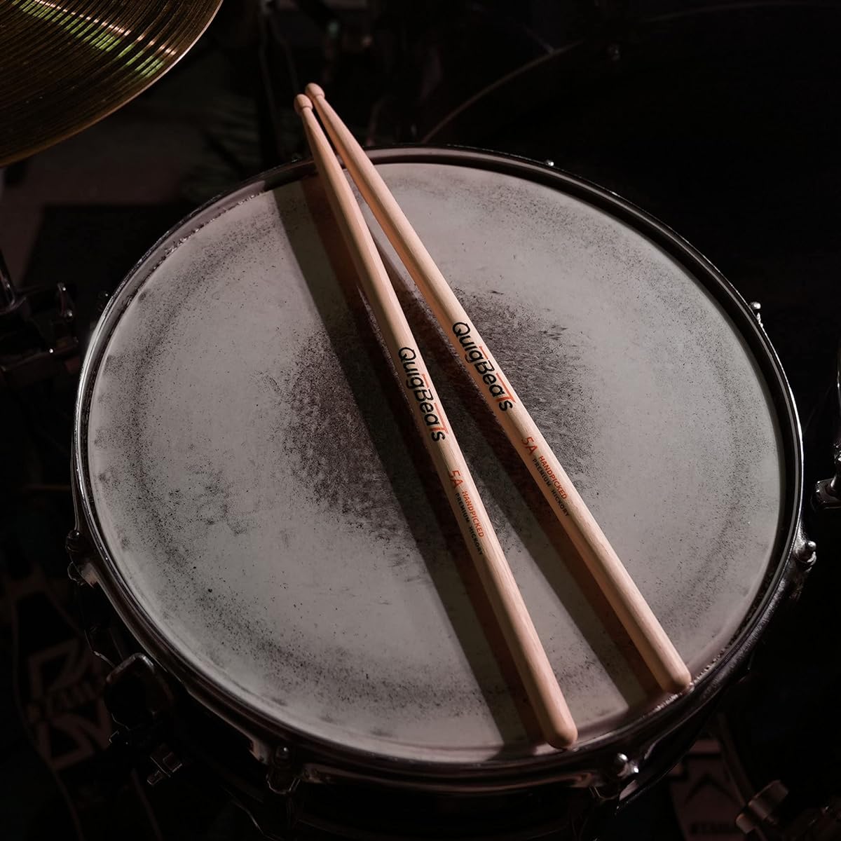 QuigBeats Drumsticks Premium Hickory 5A Drumsticks Pitch Match Drum Sticks for Adults & Kids 5A 1 Pair - A
