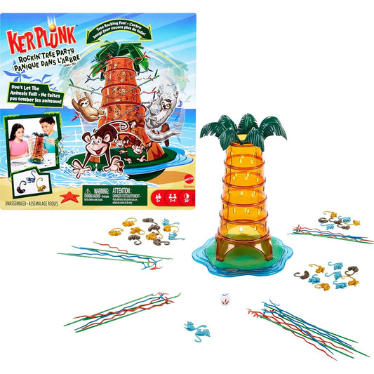 Mattel Games Kerplunk Rockin' Tree Party Game Family Night Game Night Travel Camping