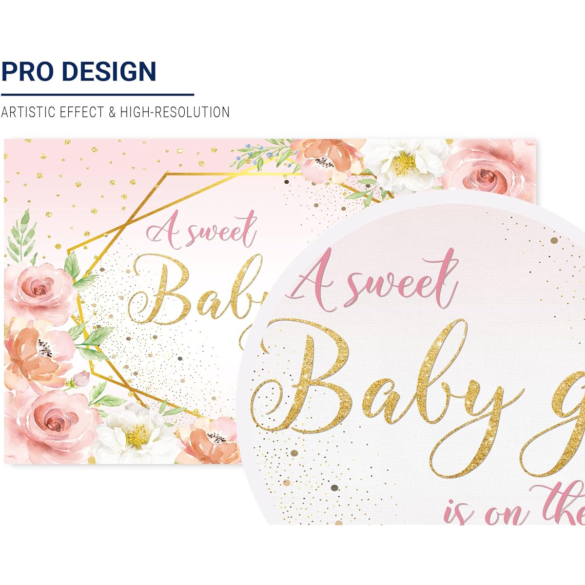 Allenjoy A Sweet Baby Girl is On The Way Backdrop Baby Shower Birthday Party Supplies Pink Flower Backdrop Banner Cake Table Decoration Photo Booth Gift Favors Props