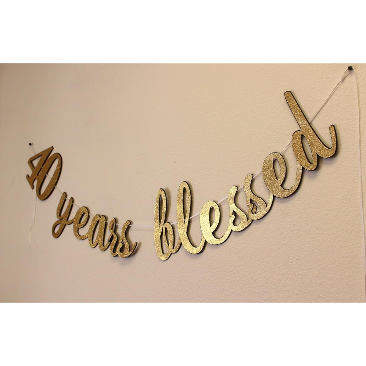 All About Details 40 Years Blessed Cursive Banner (Black & Gold)