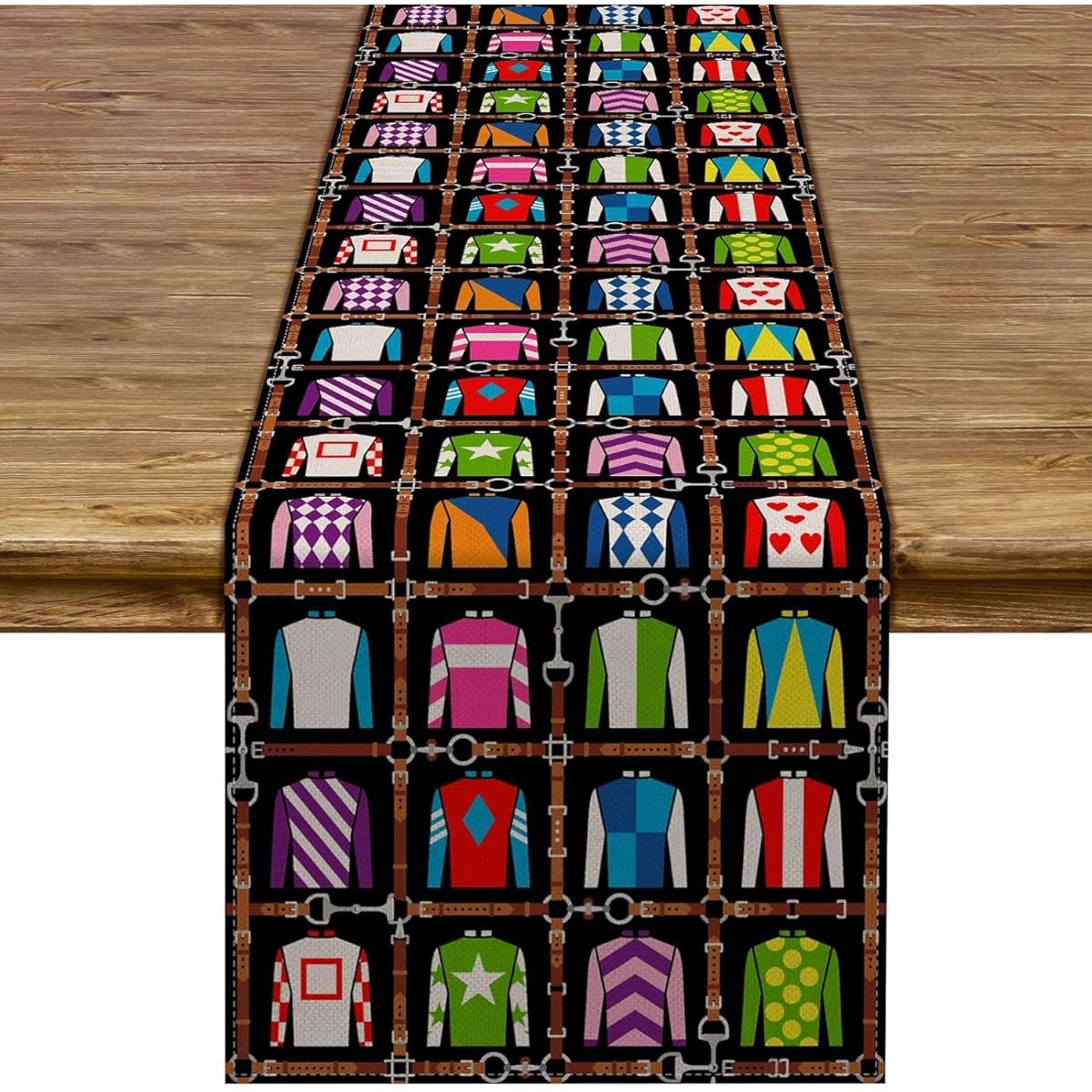 Kentucky Derby Table Runner Run for the Roses Jockey Costume Tablecloth for Horse Racing Party Kitchen Dining Home Decoration (13" x 36")