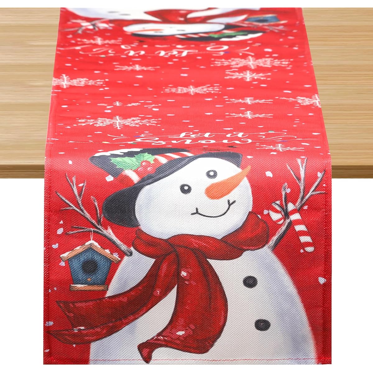Christmas Snowman Table Runner 89 Inch Seasonal Winter Christmas Holiday Kitchen Dining Table Decor Home Party Outdoor Indoor 13x89 Inch