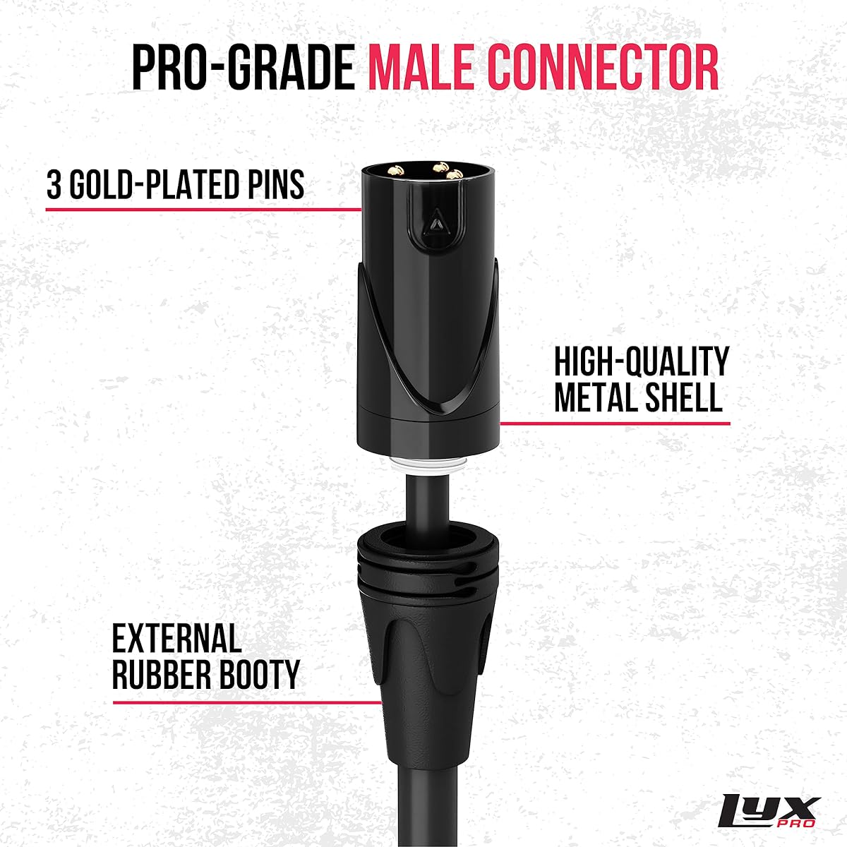 LyxPro Quad Series 20 ft XLR 4-Conductor Star Quad Balanced Microphone Cable for High End Quality and Sound Clarity, Extreme Low Noise, Black