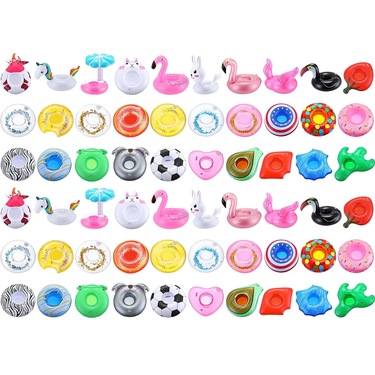 Pool Drink Float, Inflatable Drink Holder, Drink Float, Floating Cup Holder, Summer Swimming Pool Party Favors, Bath Toys, 30 Styles, 60 Pieces