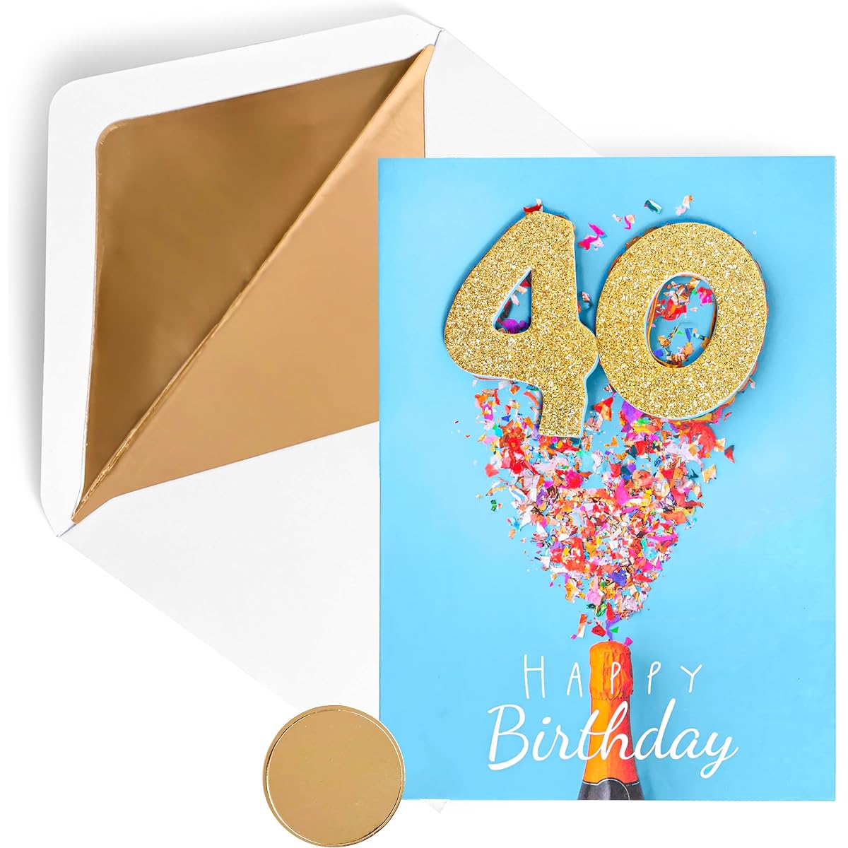 GIFT GIGGLES 40th Birthday Card - For Men or Women - 3D Pop Up 40th Card | Happy Fortieth Bday forty | Envelope and Seal Included