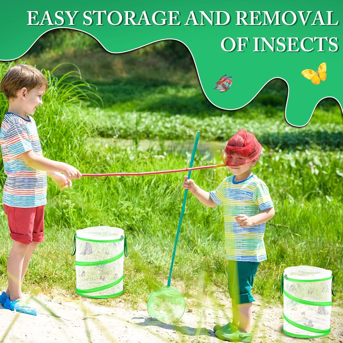 12pcs Butterfly Habitat Cages Bulk 12x14" Insect Mesh Cages Insect and Butterfly Terrarium Butterfly Pop-Up Clear Mesh Caterpillar Habitat Cage with Zipper Door for Boys and Girls Ages 5+
