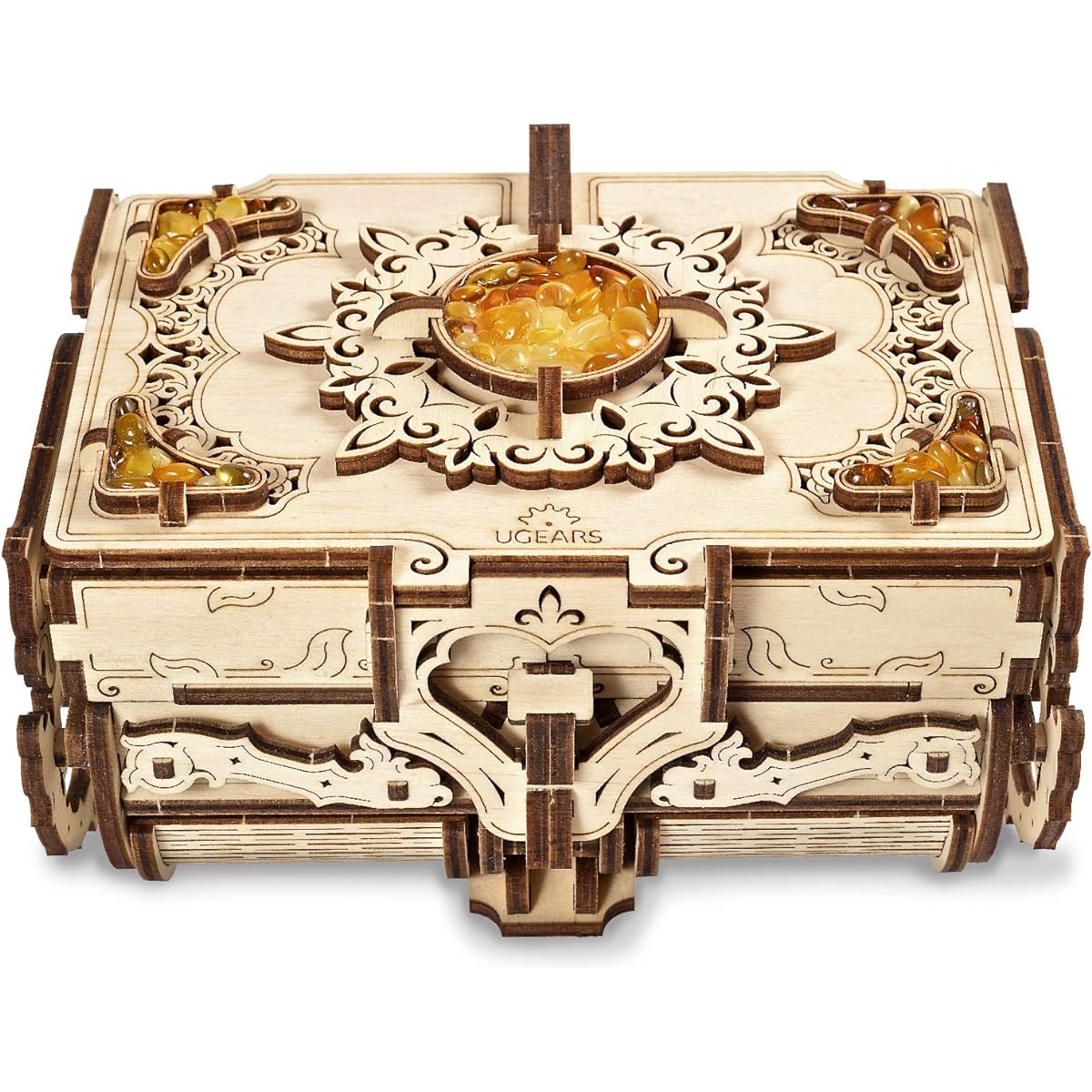 UGEARS Amber Box 3D Wooden Puzzle Wooden Model Kit for Adults and Teens - Exclusive Amber Box, Great Birthday or Christmas Gift
