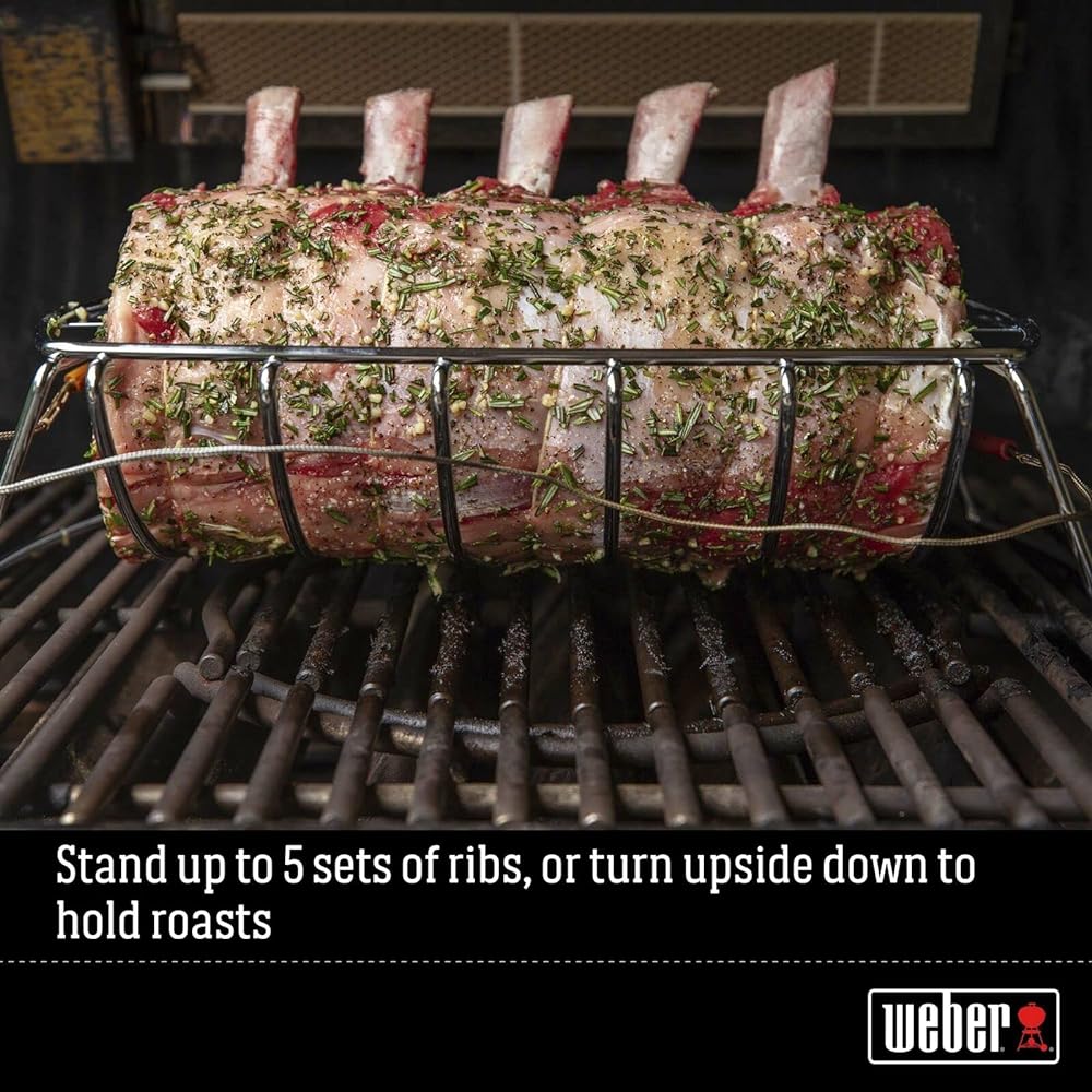 Weber Rib & Roast Holder Premium Grill Rack [Genuine Japanese Product] 6469 Silver