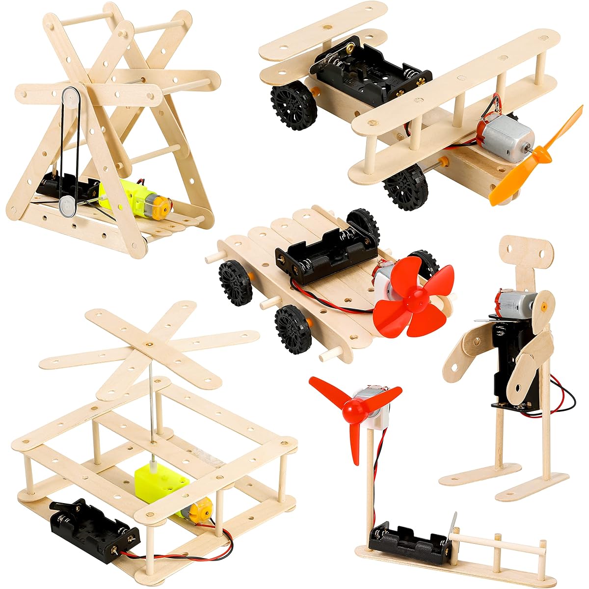 Sntieecr 6 Sets STEM Motor Kit 159 Pieces Mini Electric Motor Kit Science Experiment Educational Learning Kit Electrical Circuit Kit for DIY STEM Projects Ages 8+ Adults